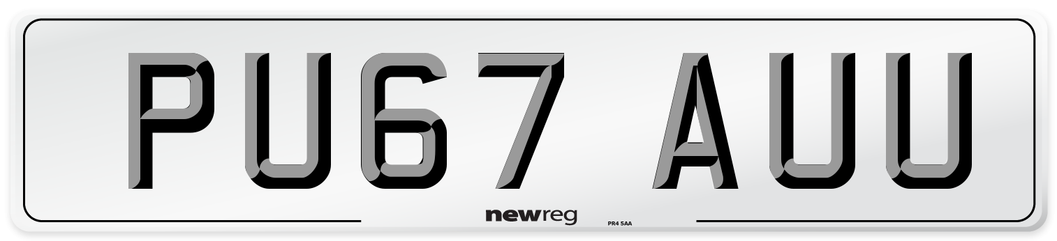 PU67 AUU Number Plate from New Reg
